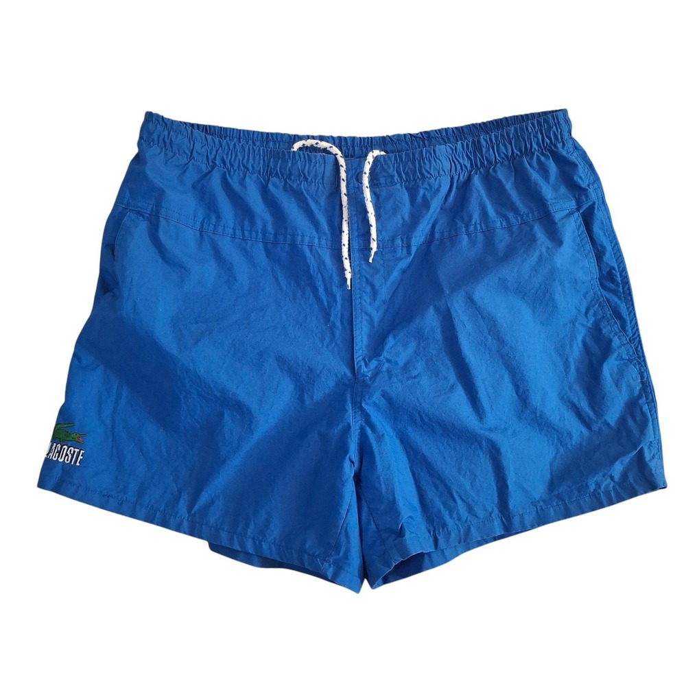 Vintage Izod Lacoste Blue Swim Trunks Mens Large L Shorts Embroidered Logo